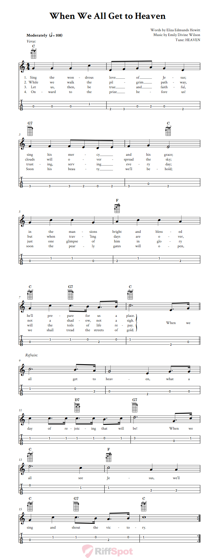 When We All Get to Heaven Baritone Ukulele Tab