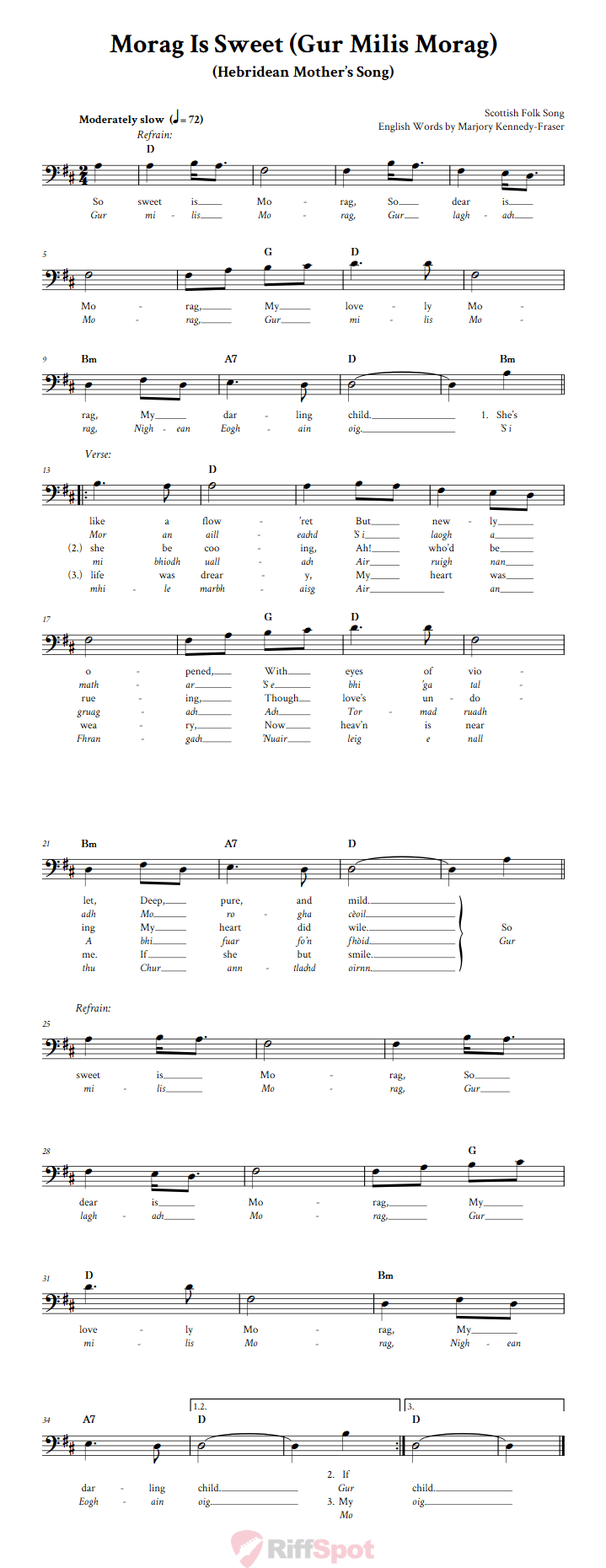 Morag Is Sweet Bass Clef Sheet Music