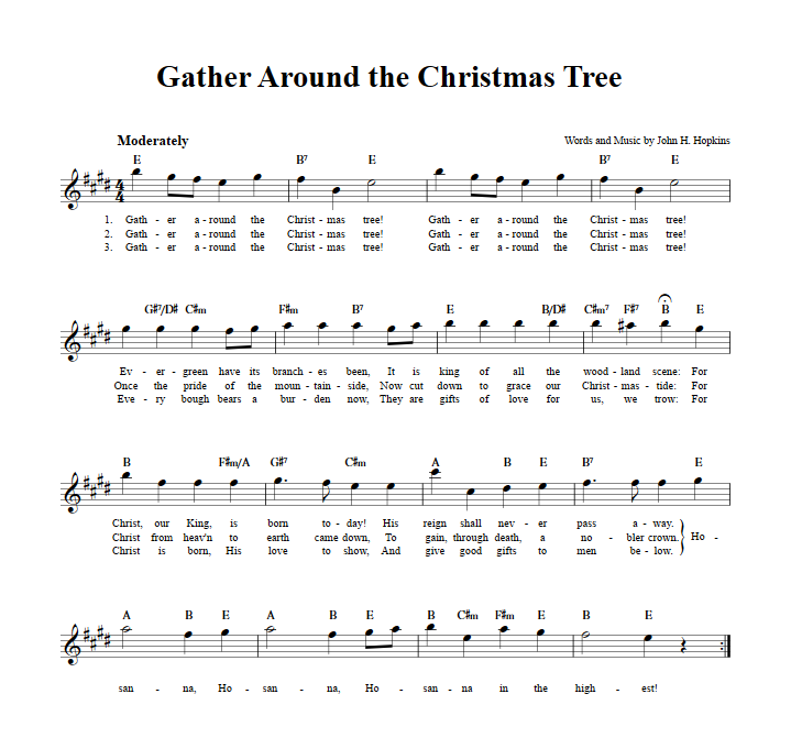 Gather Around the Christmas Tree Treble Clef Sheet Music for E-Flat Instruments