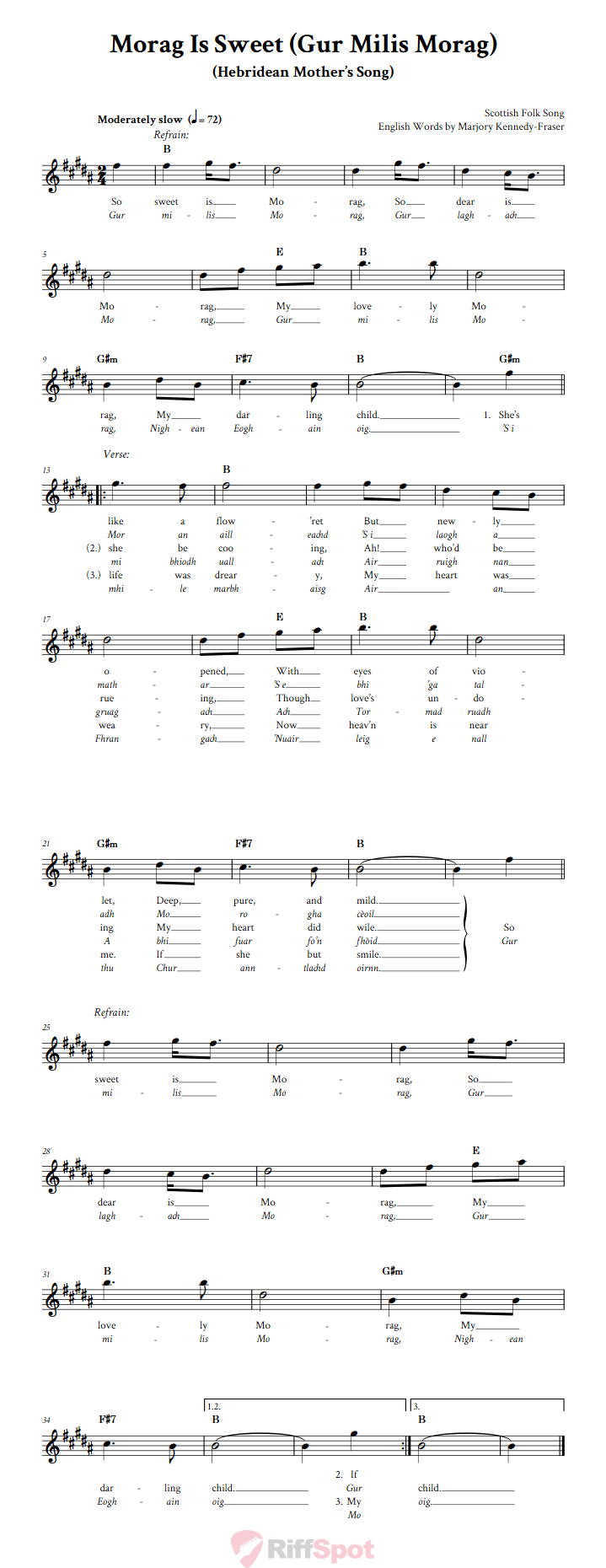 Morag Is Sweet Treble Clef Sheet Music for E-Flat Instruments