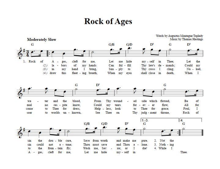 Rock of Ages Treble Clef Sheet Music for E-Flat Instruments
