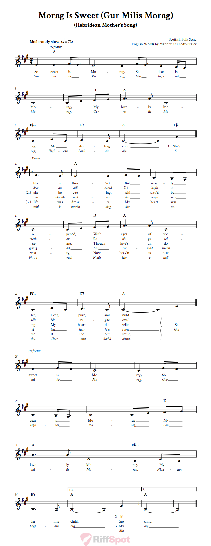 Morag Is Sweet Treble Clef Sheet Music for F Instruments