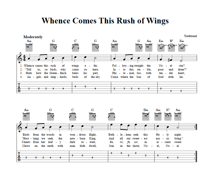 Whence Comes This Rush of Wings Guitalele Tab