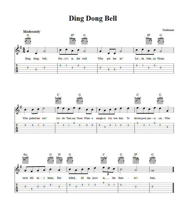 Ding Dong Bell Guitar Tab