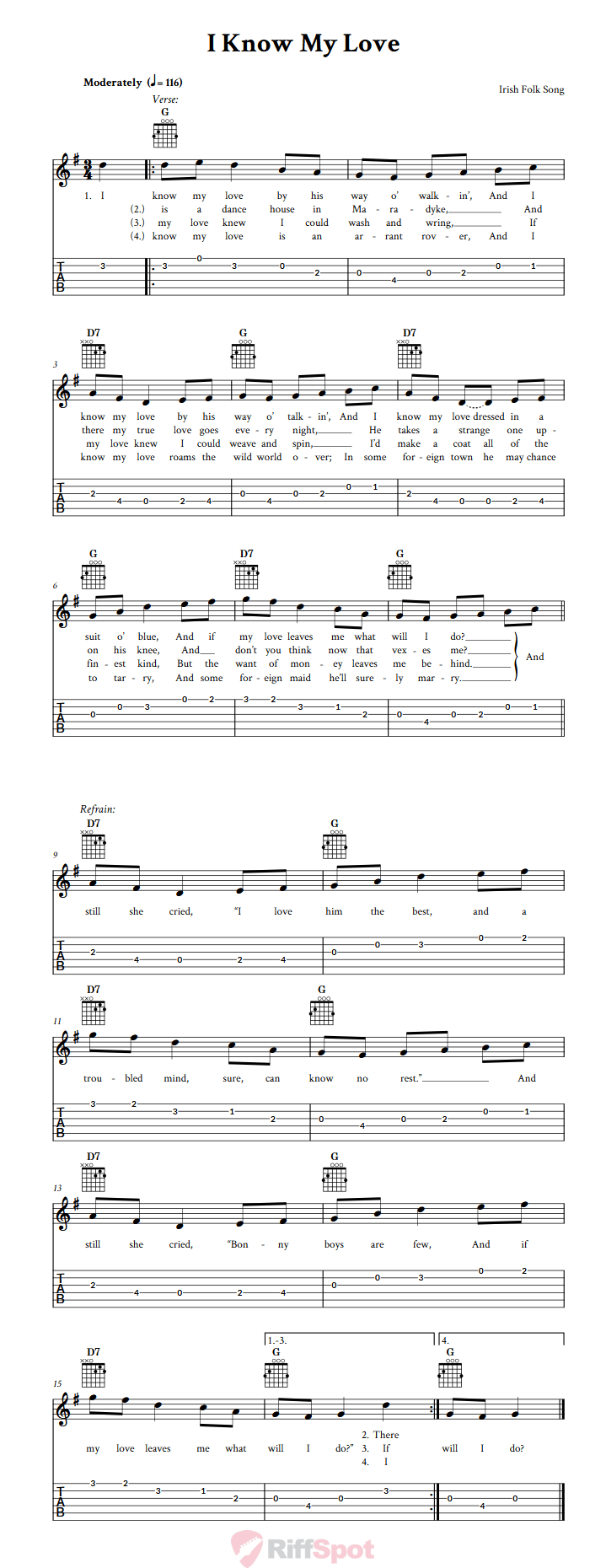 I Know My Love Guitar Tab