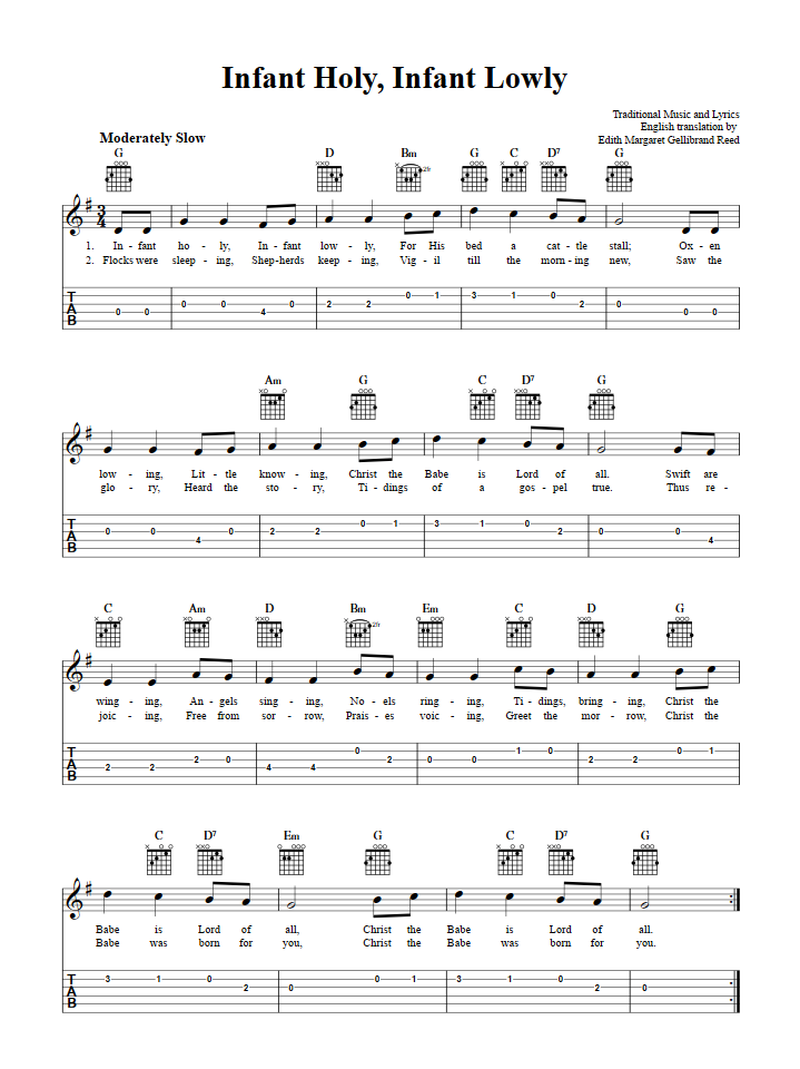 Infant Holy, Infant Lowly Guitar Tab