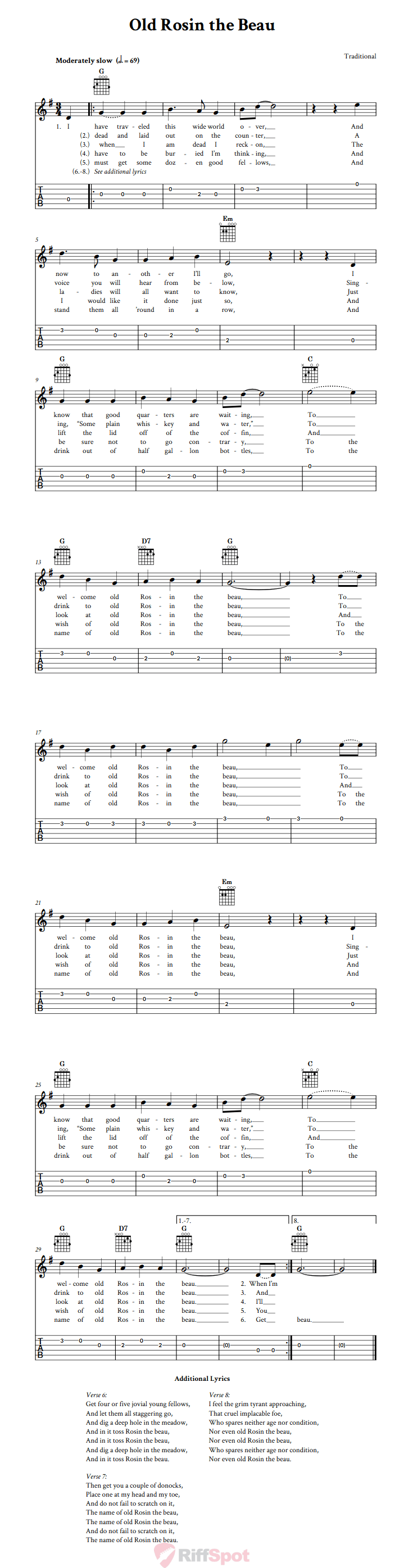 Old Rosin the Beau Guitar Tab