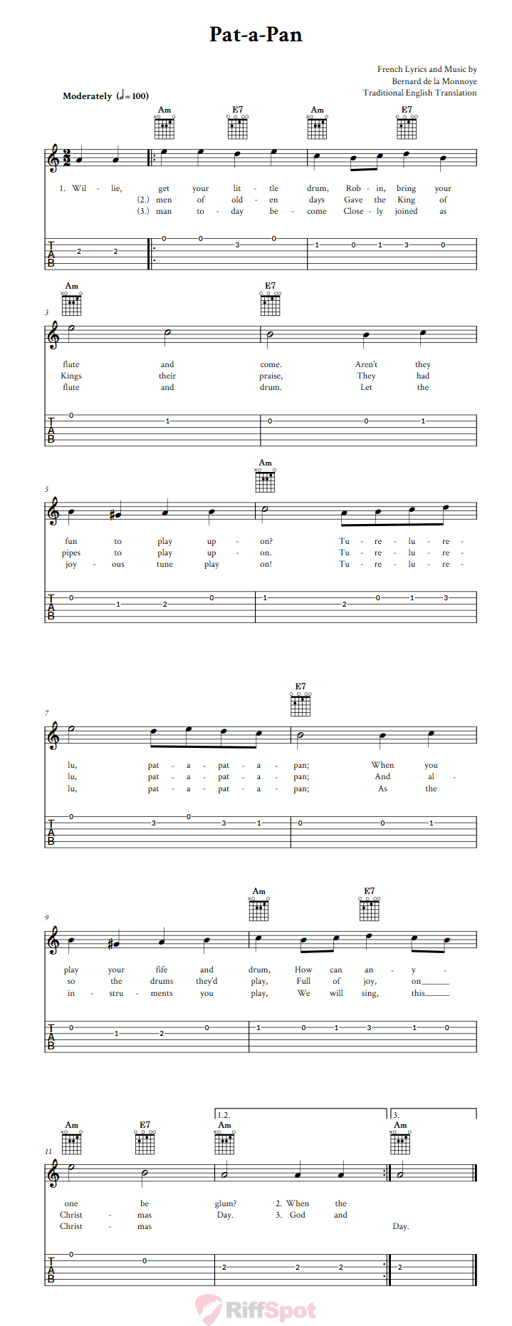 Pat-A-Pan Guitar Tab