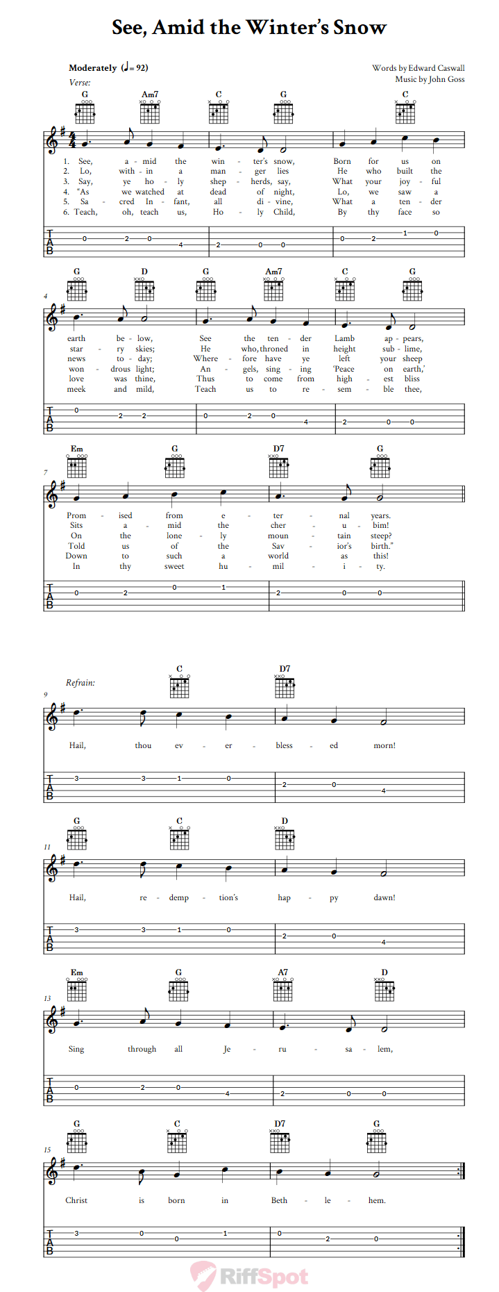 See, Amid the Winter's Snow Guitar Tab