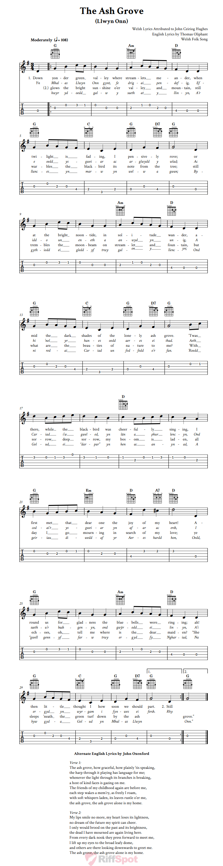 The Ash Grove Guitar Tab