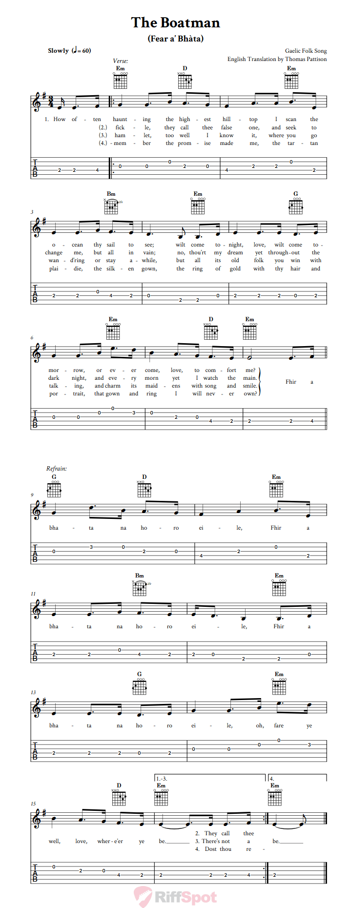 The Boatman Guitar Tab