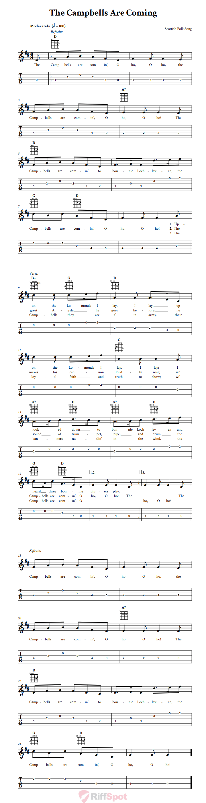 The Campbells Are Coming Guitar Tab