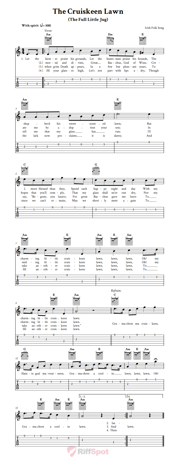 The Cruiskeen Lawn Guitar Tab
