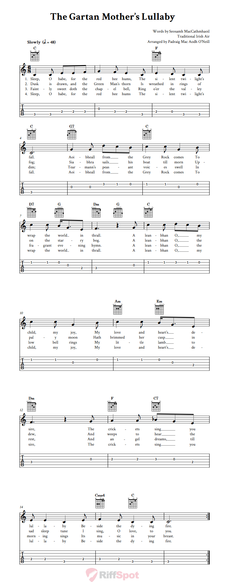 The Gartan Mother's Lullaby Guitar Tab