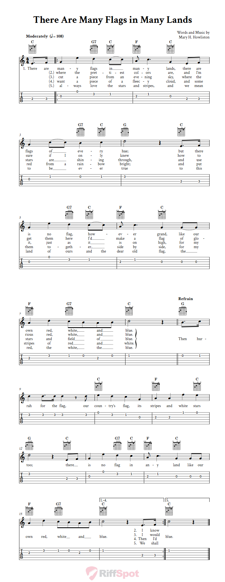 There Are Many Flags in Many Lands Guitar Tab