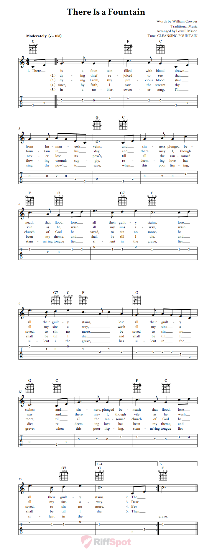 There Is A Fountain Guitar Tab