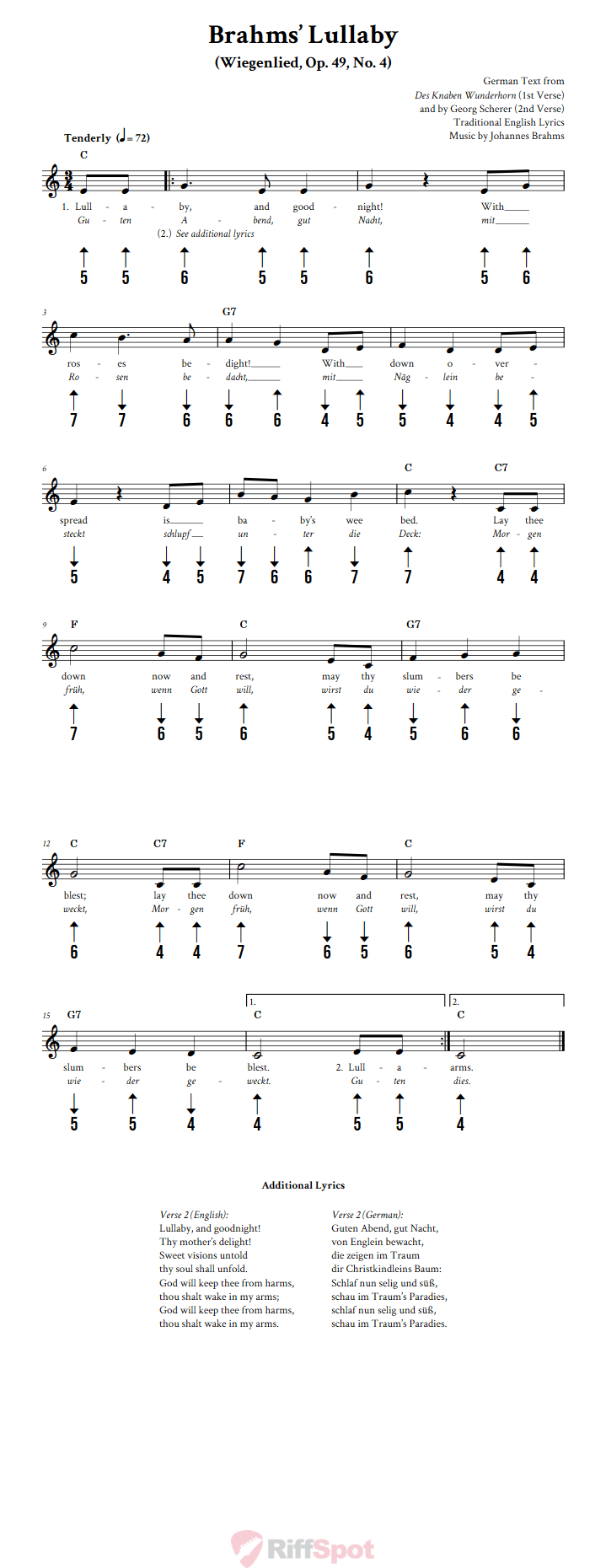 Brahms' Lullaby Harmonica Tab