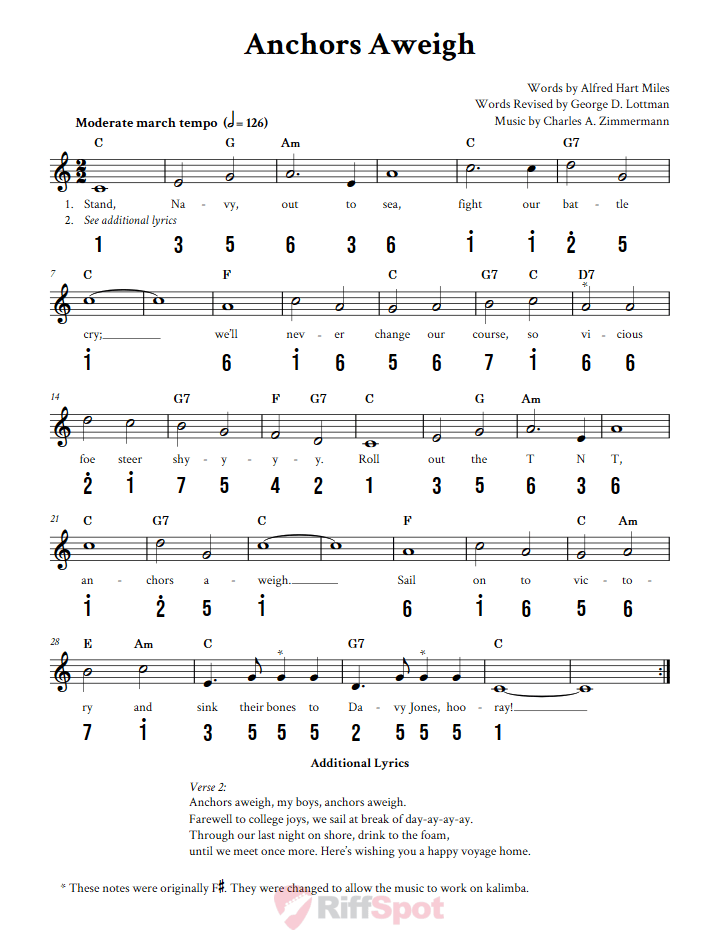 Anchors Aweigh Kalimba Tab