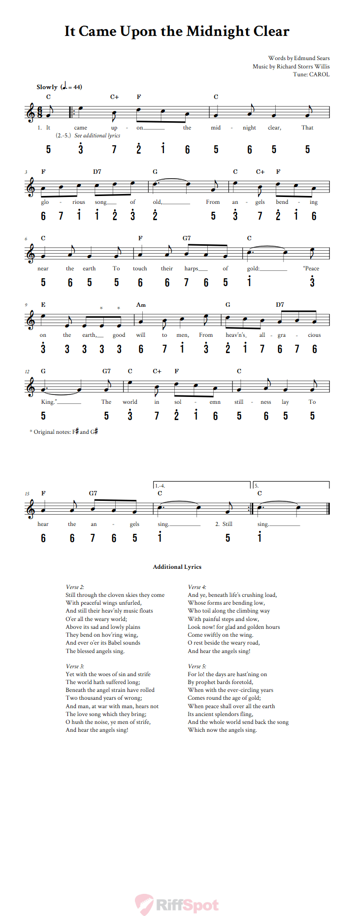 It Came Upon the Midnight Clear Kalimba Tab