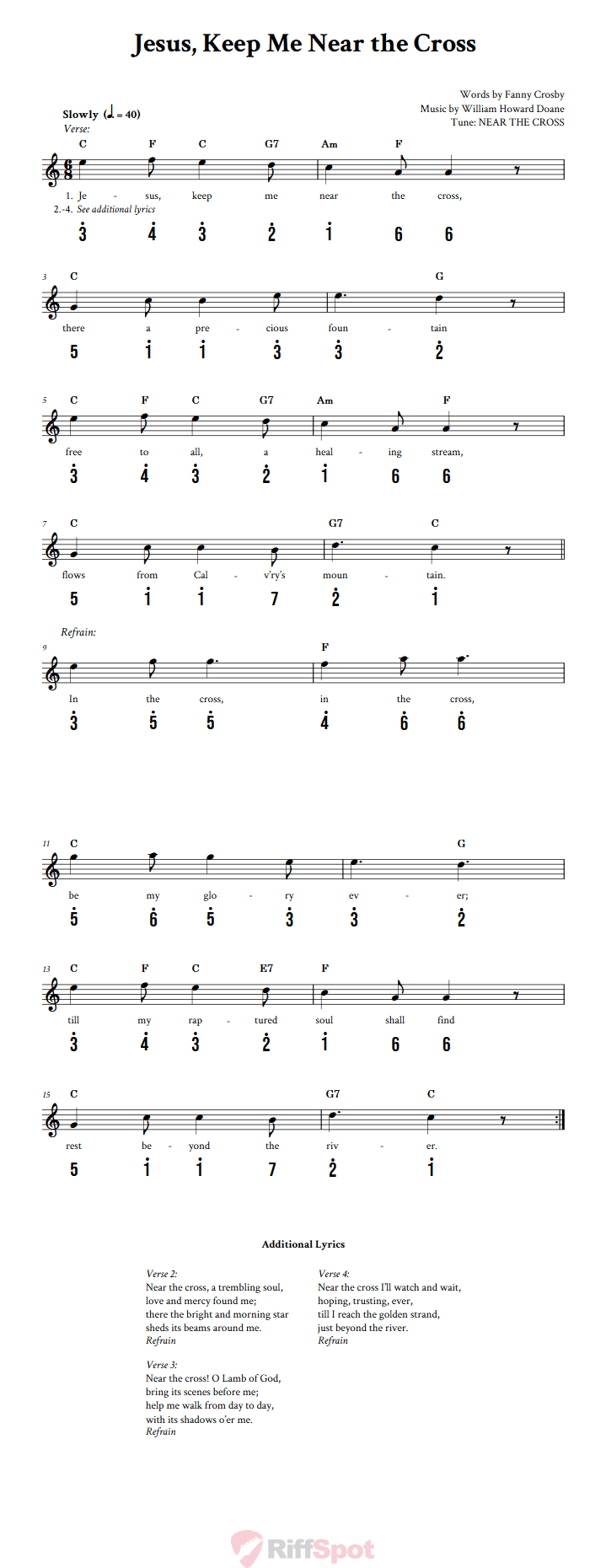 Jesus, Keep Me Near the Cross Kalimba Tab