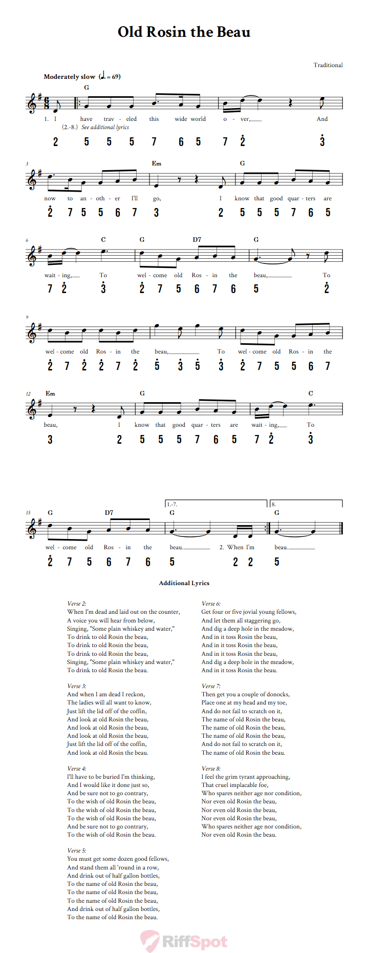 Old Rosin the Beau Kalimba Tab