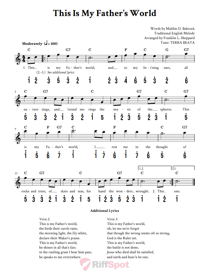 This Is My Father's World Kalimba Tab