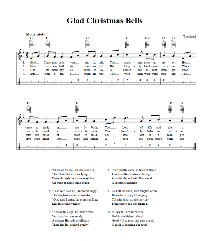Glad Christmas Bells Mandolin Tab