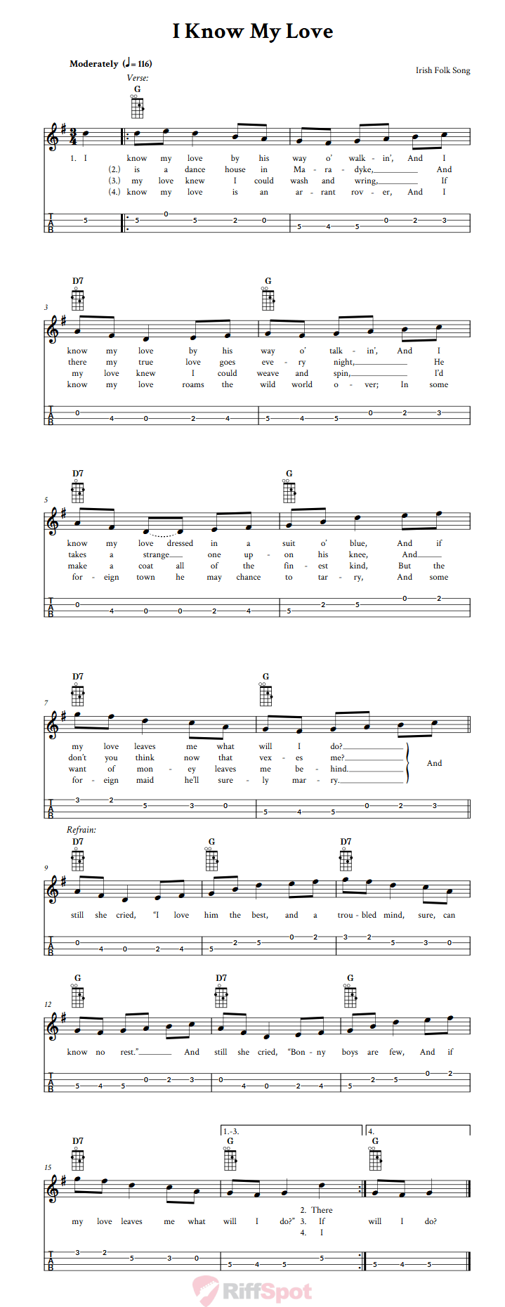 I Know My Love Mandolin Tab