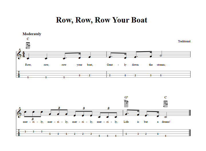 Row, Row, Row Your Boat Mandolin Tab