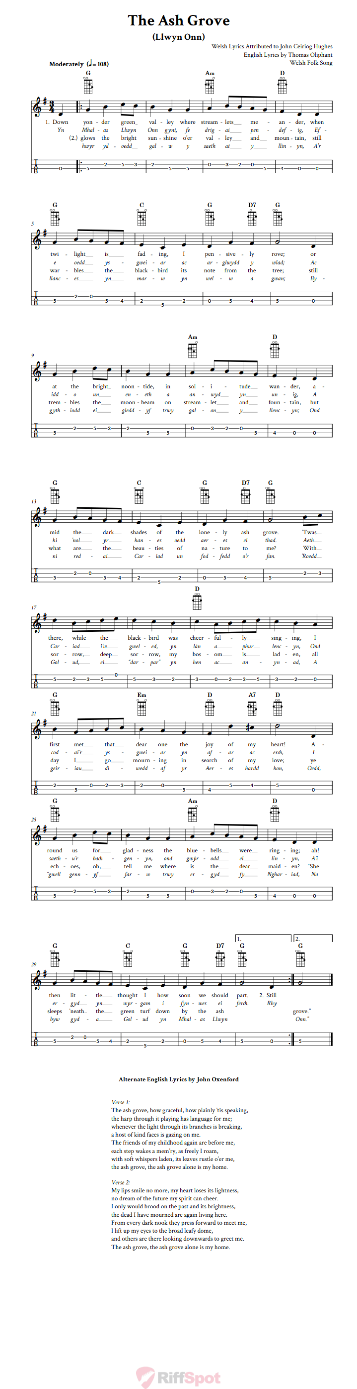 The Ash Grove Mandolin Tab