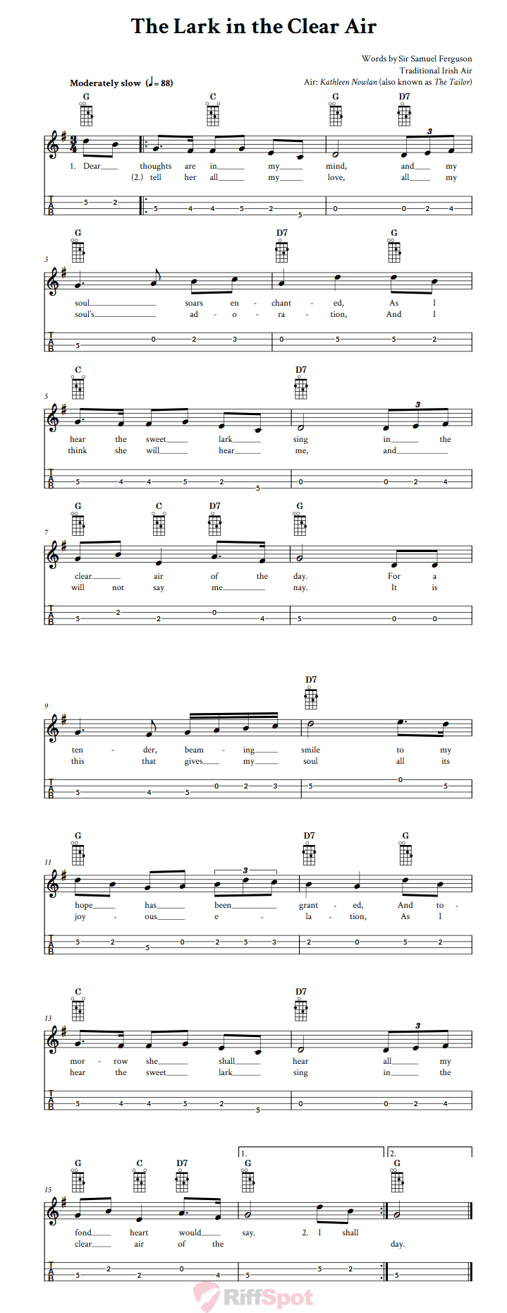 The Lark in the Clear Air Mandolin Tab