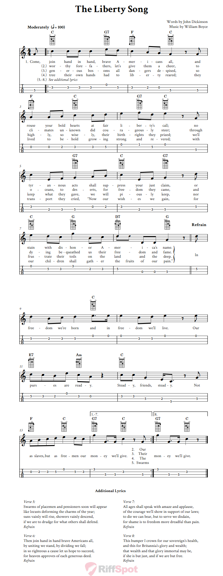 The Liberty Song Mandolin Tab