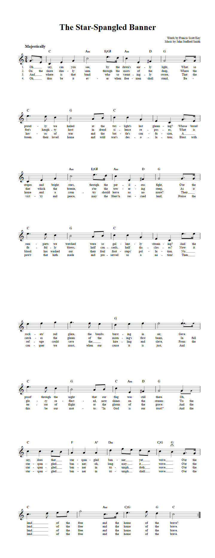 How Many Notes Are In The Star Spangled Banner 8