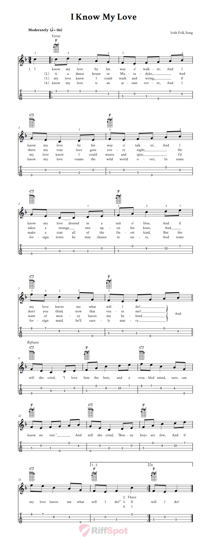 I Know My Love Ukulele Tab