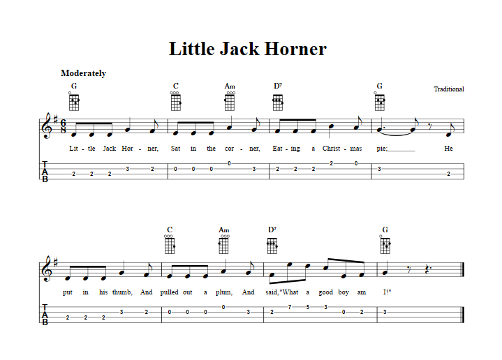 Little Jack Horner Ukulele Tab