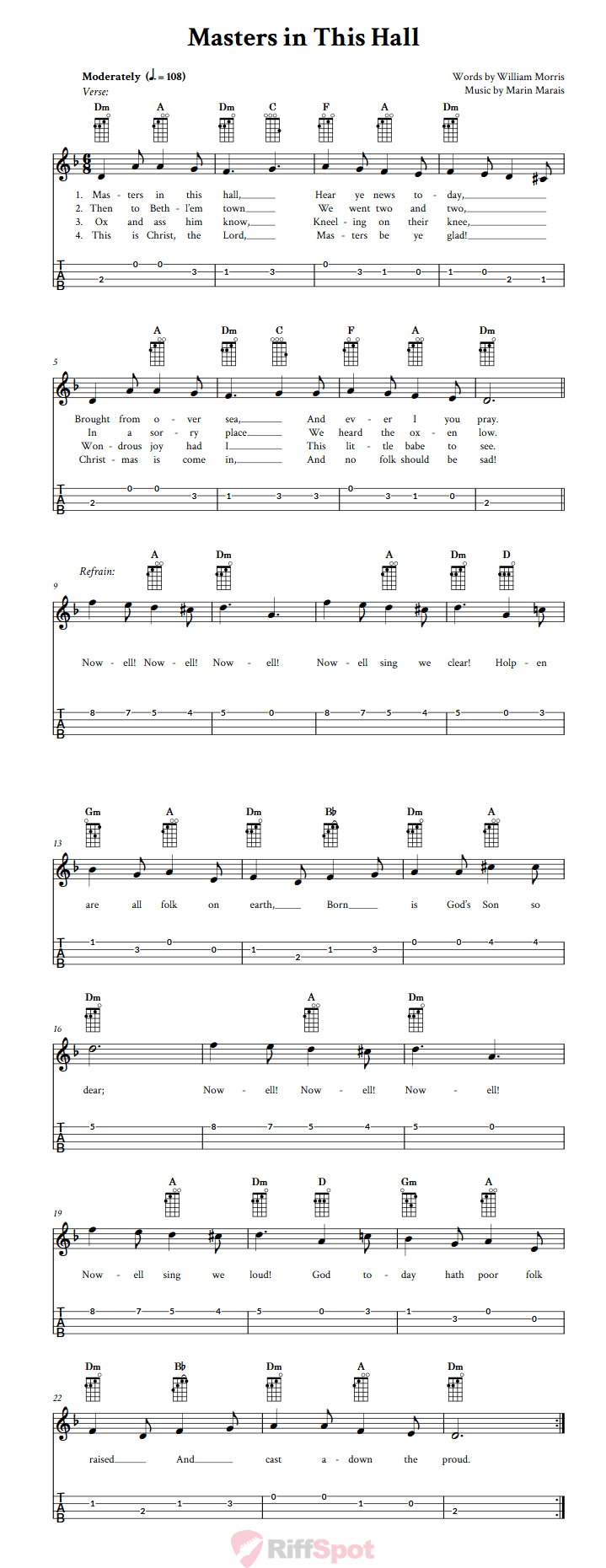 Masters in This Hall Ukulele Tab