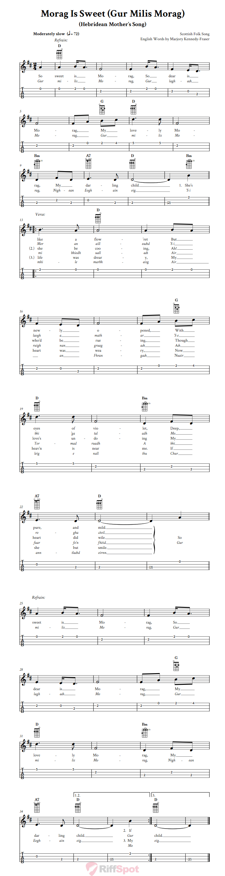 Morag Is Sweet Ukulele Tab