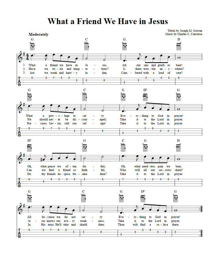What a Friend We Have in Jesus Ukulele Tab