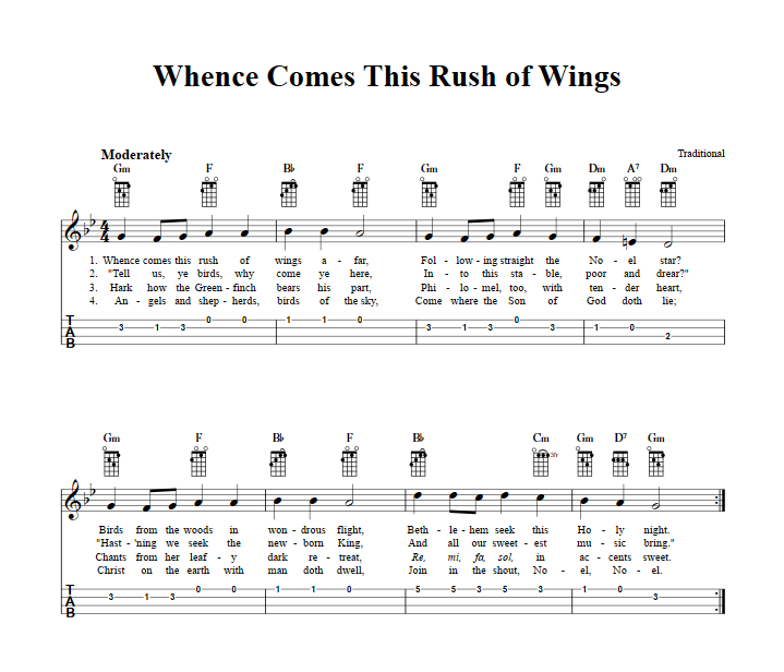 Whence Comes This Rush of Wings Ukulele Tab