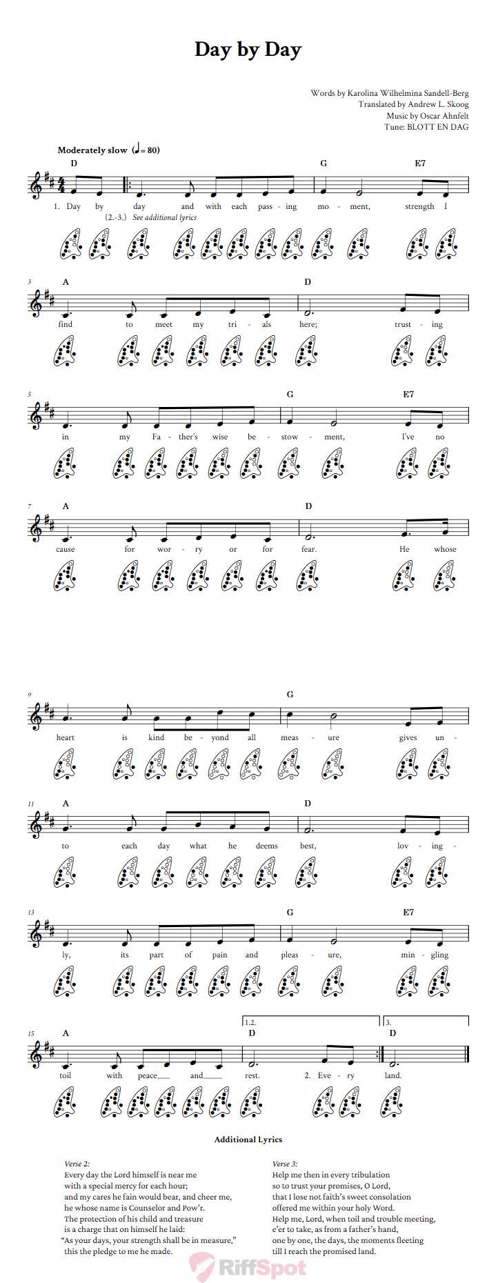 Day By Day 12-Hole Ocarina Tab