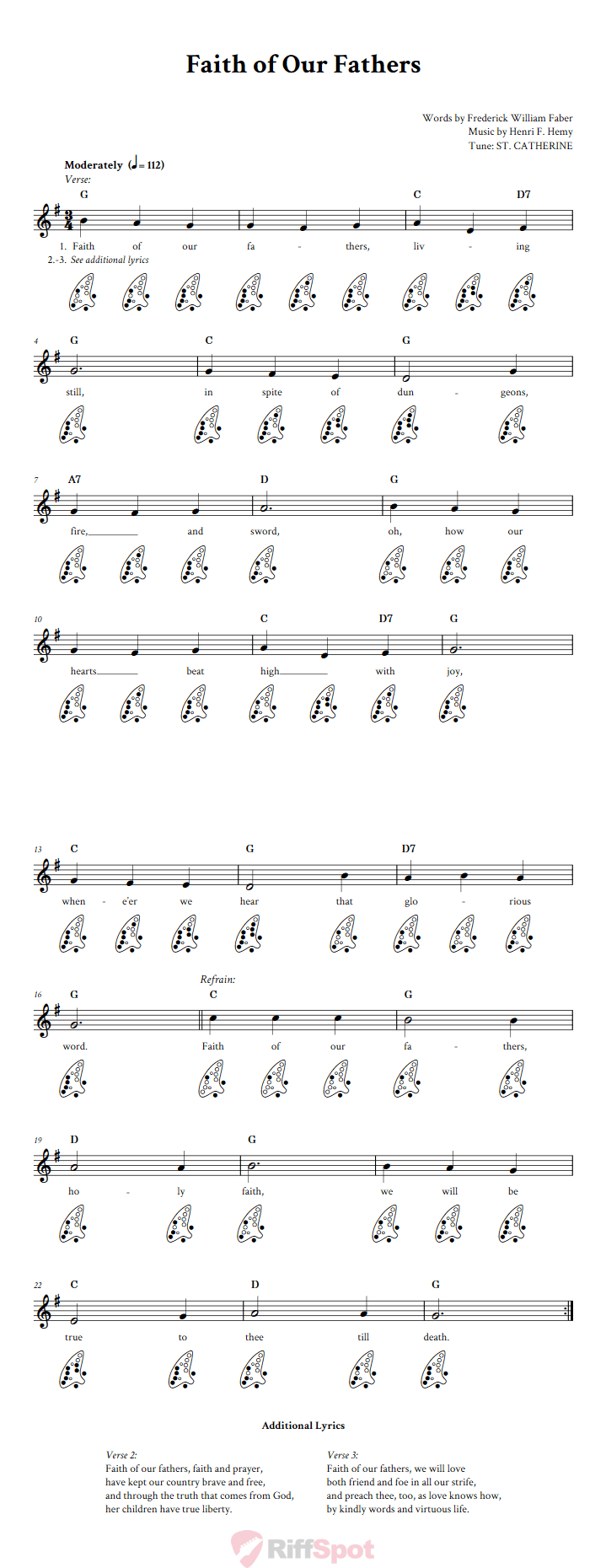 Faith of Our Fathers 12-Hole Ocarina Tab