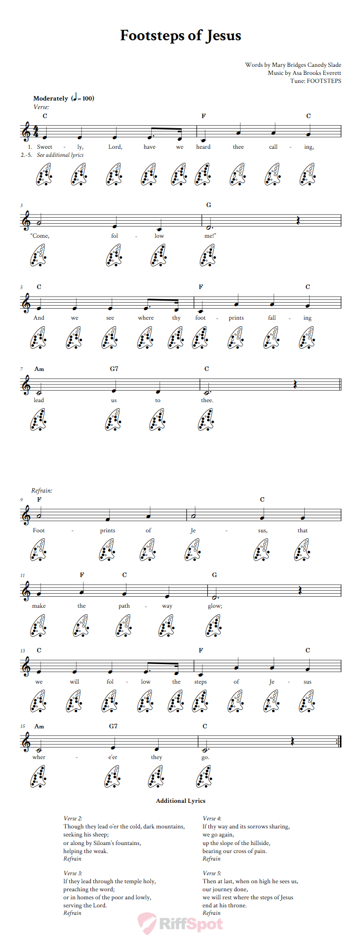 Footsteps of Jesus 12-Hole Ocarina Tab