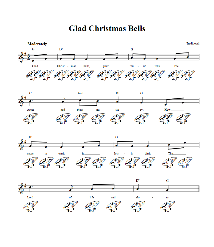 Glad Christmas Bells  12 Hole Ocarina Tab