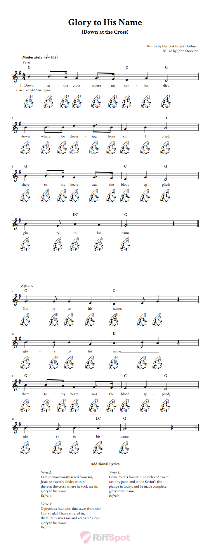 Glory to His Name 12-Hole Ocarina Tab