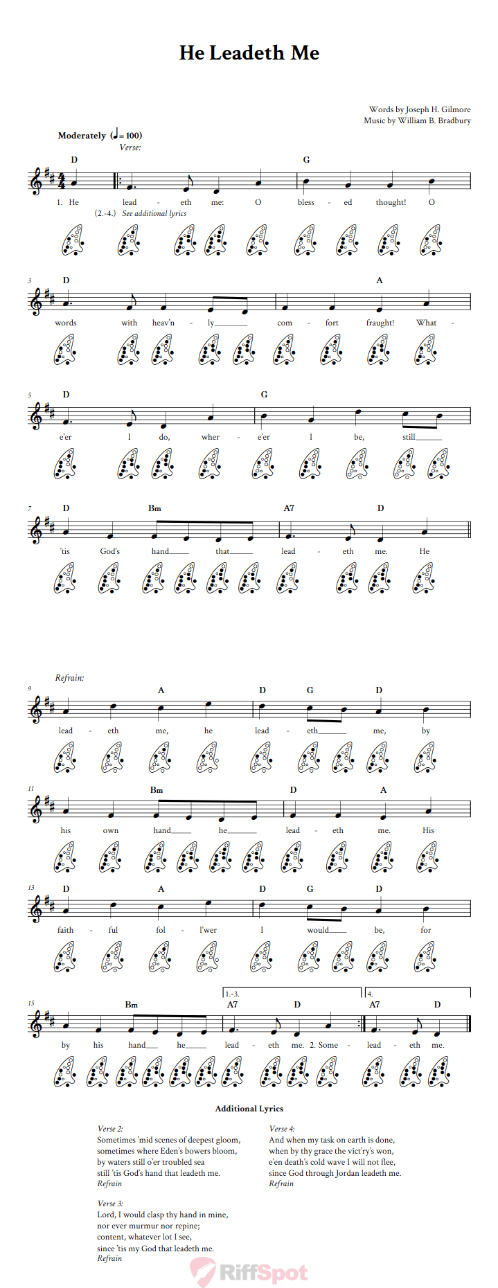 He Leadeth Me 12-Hole Ocarina Tab