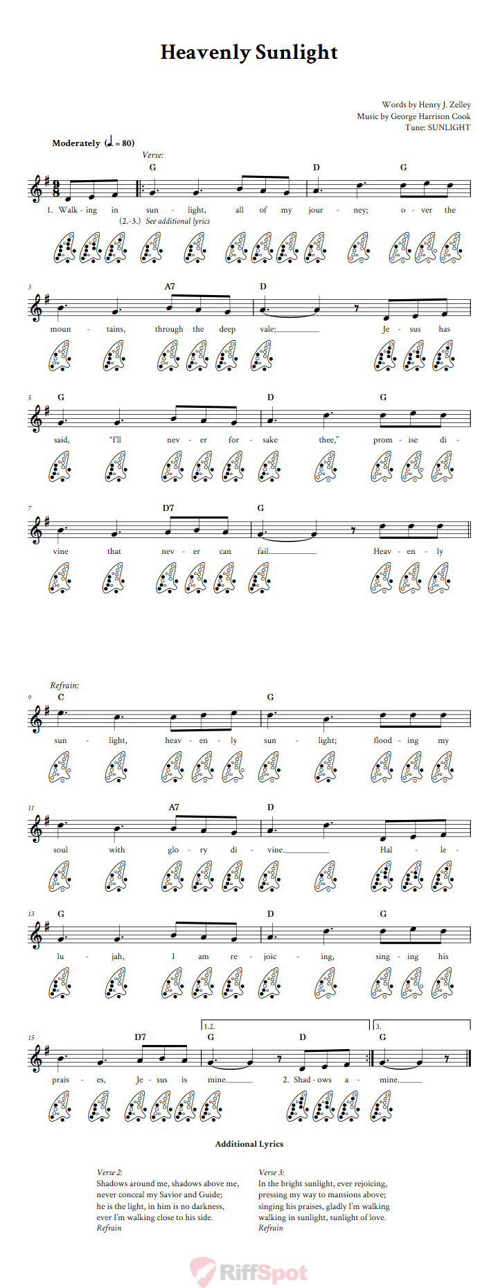 Heavenly Sunlight 12-Hole Ocarina Tab