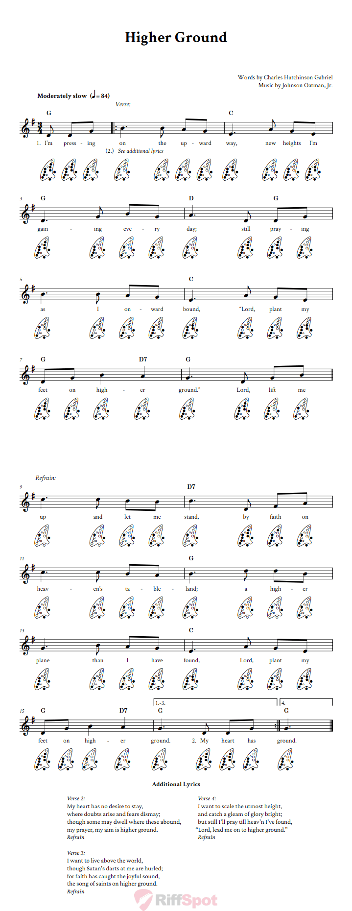 Higher Ground 12-Hole Ocarina Tab