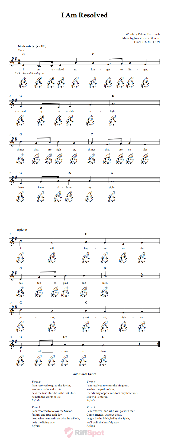I Am Resolved 12-Hole Ocarina Tab