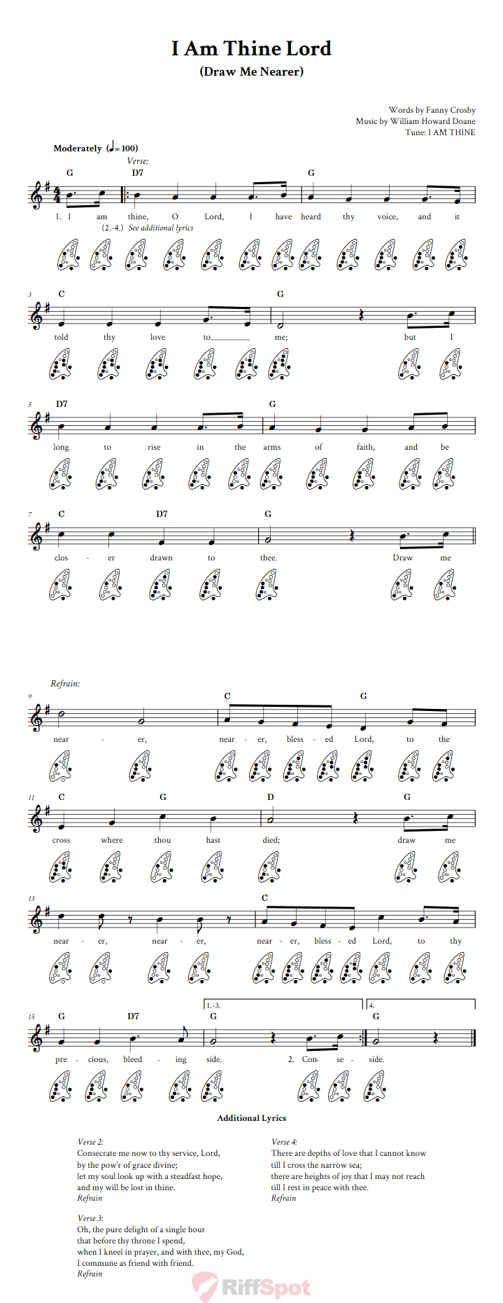 I Am Thine, O Lord 12-Hole Ocarina Tab