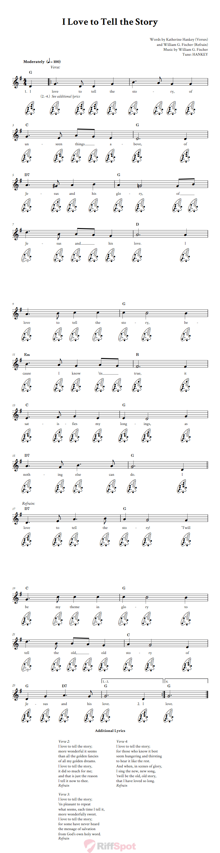 I Love To Tell The Story 12-Hole Ocarina Tab